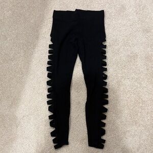 Express Black Leggings with Ruffle Sides